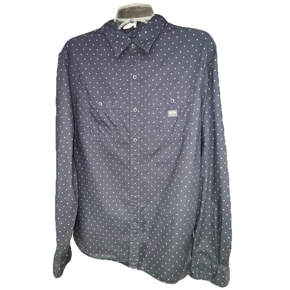 Denim & Supply Ralph Lauren Button Up Shirt Men's Med Blue AOP Star Pattern #259